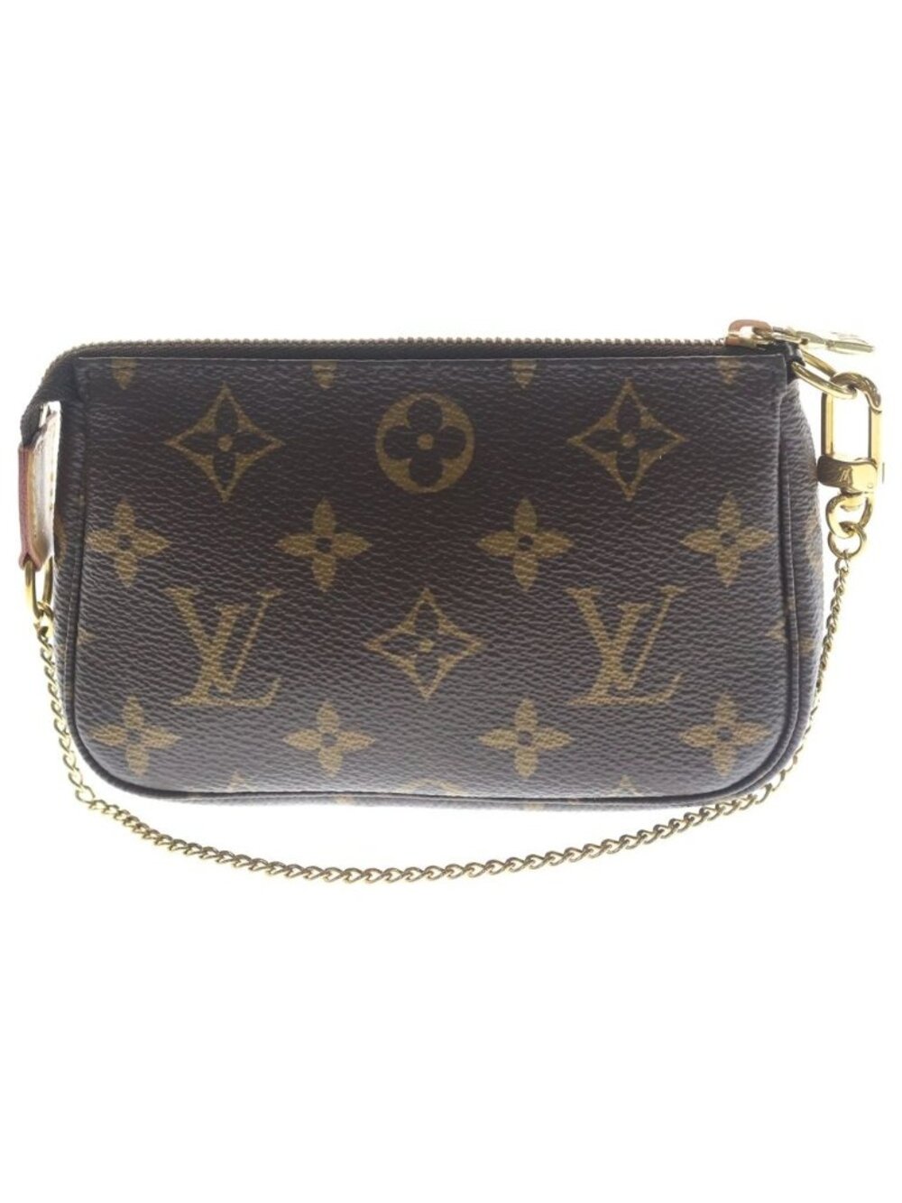 Louis Vuitton Monogram Mini Pochette Charm Pouch Case Brown Gold - Picture 2 of 6
